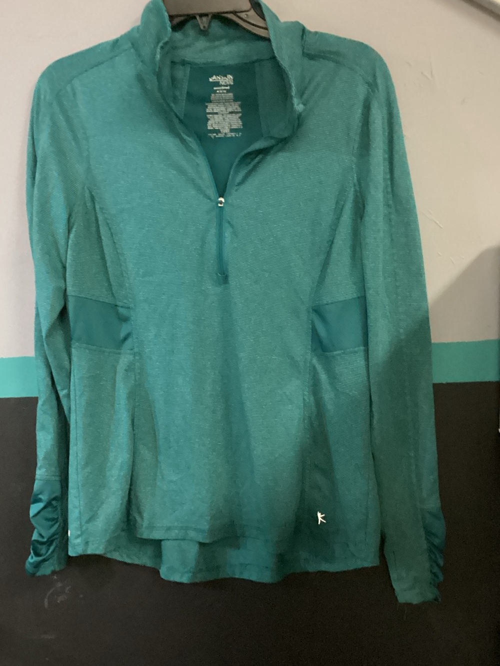 Danskin Now Teal Quarter-Zip Long Sleeve Pullover